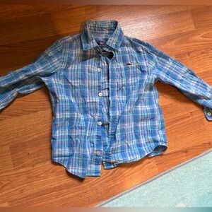 Vineyard Vines Blue and Teal Plaid Whale Shirt